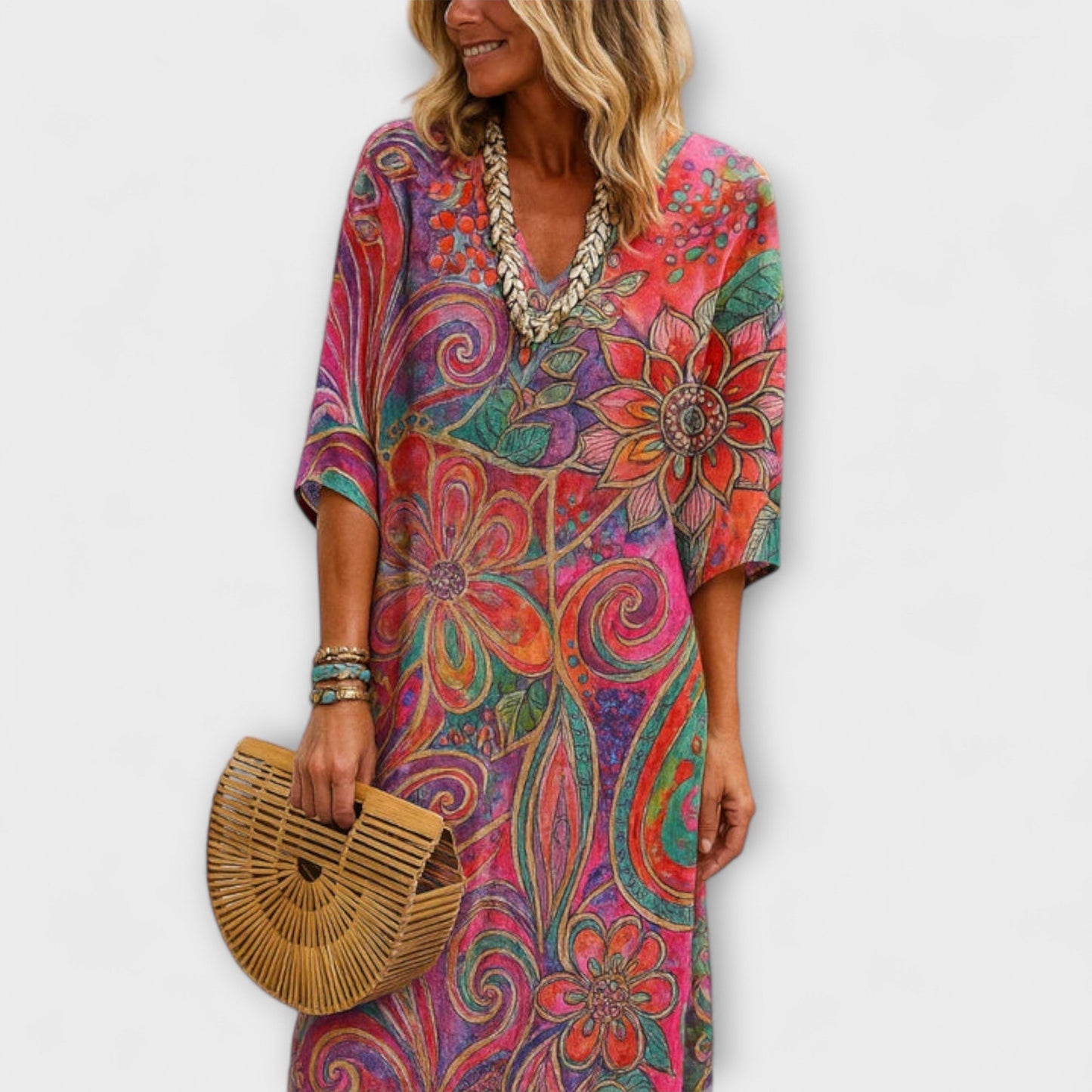 Aureline | Buntes Boho-Maxikleid mit Paisleymuster
