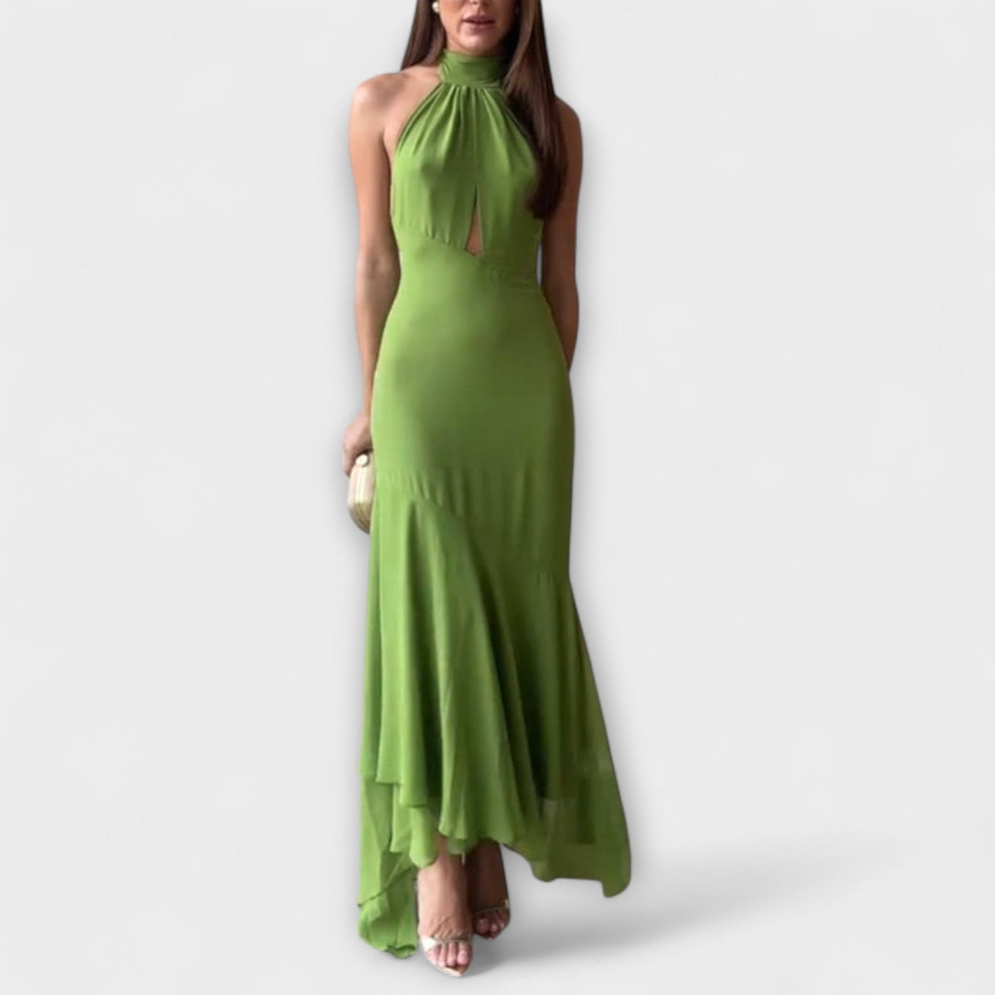 Elodie - Grünes asymmetrisches Maxikleid
