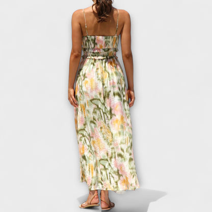 Annalise | Buntes bedrucktes Maxikleid mit Schlitz