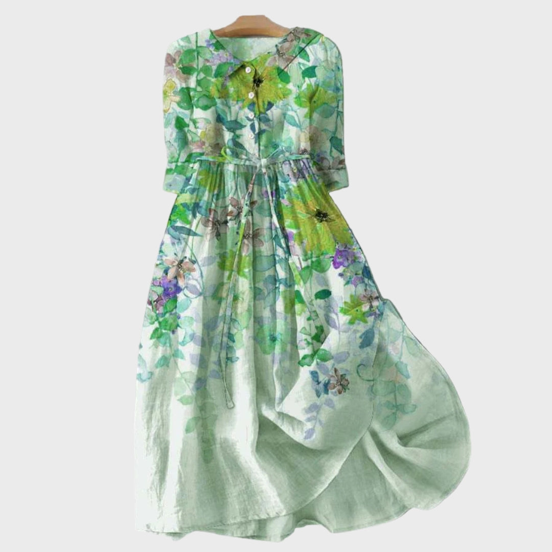 Grünes Aquarell-Gartenkleid