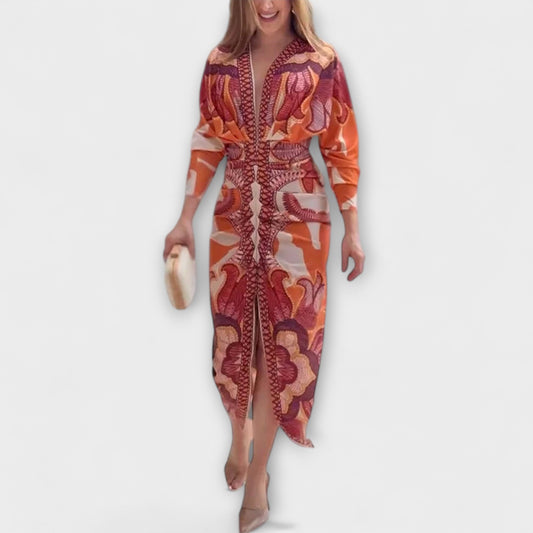 Cleo | Dolman-Midikleid mit brasilianischem Print