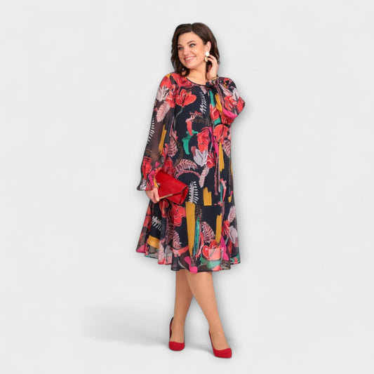 Caroline | Elegantes Plus-Size-Kleid mit Blütenmuster