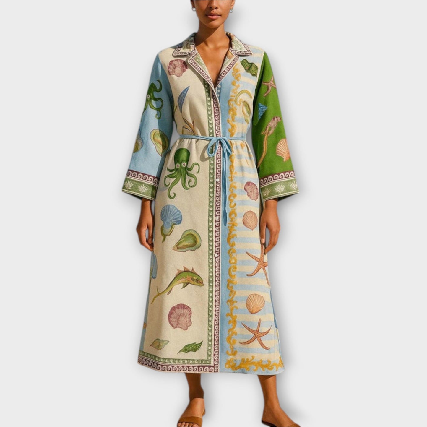 Jule - Bedrucktes Twill-Hemdkleid mit Gürtel