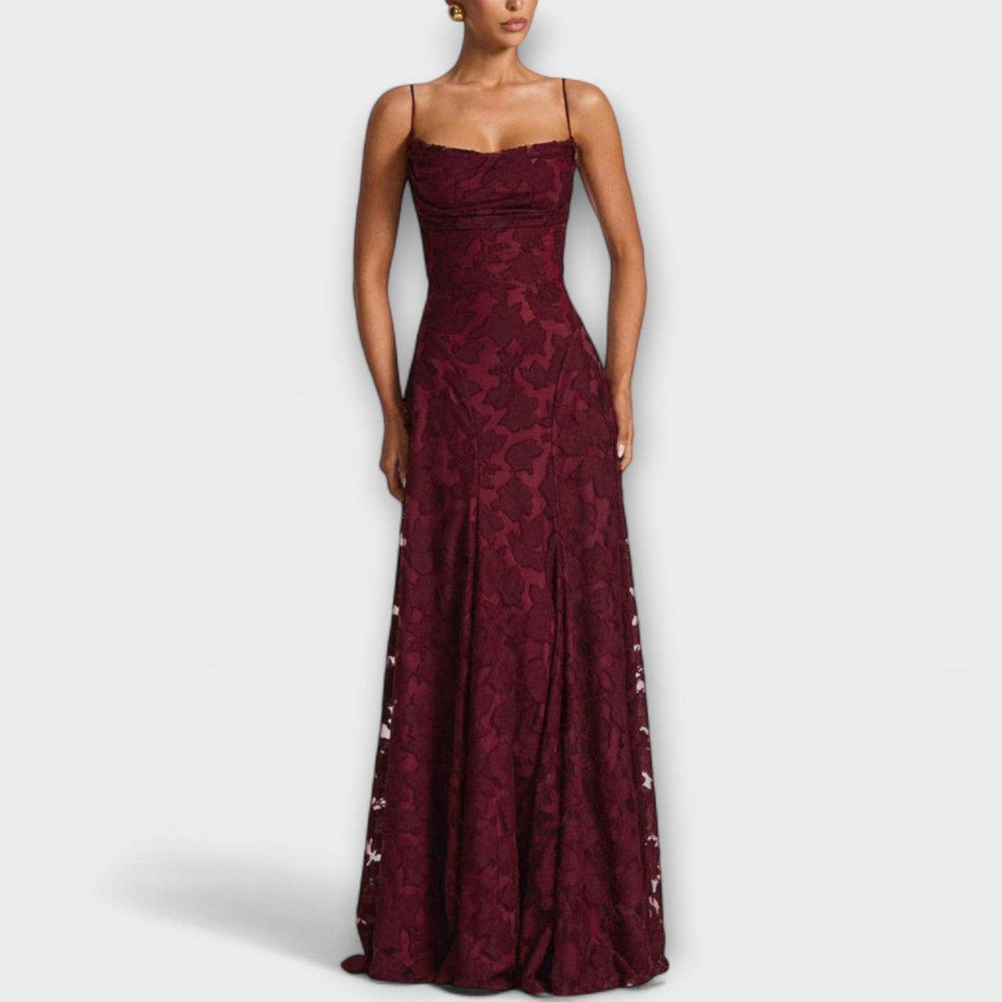 Kairi - Weisses Floral-Spitzen-Maxikleid