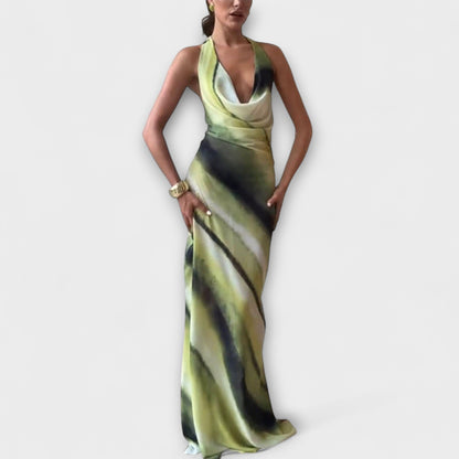 Klassisches Tie-Dye-Maxikleid in Grün