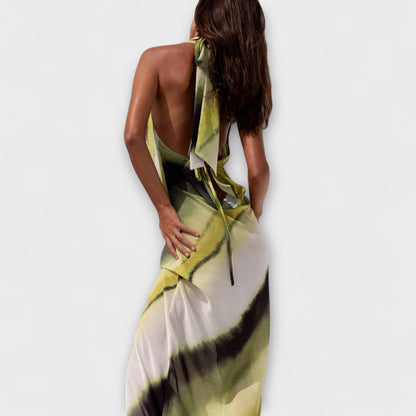 Klassisches Tie-Dye-Maxikleid in Grün