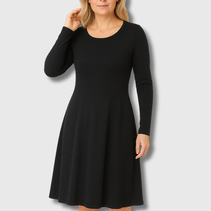 Roswitha | Klassisches ausgestelltes Kleid mit langen Ärmeln