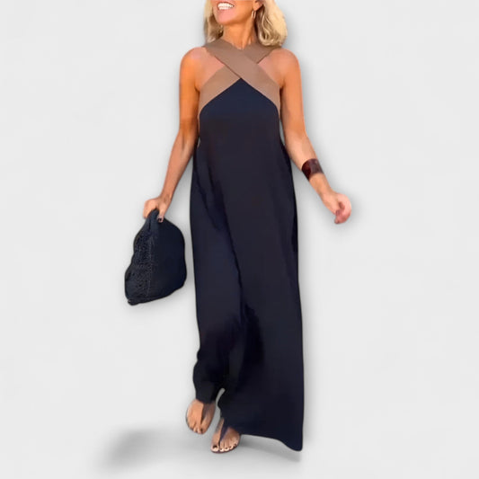 Delphine | Dunkelblauer Crossover-Jumpsuit