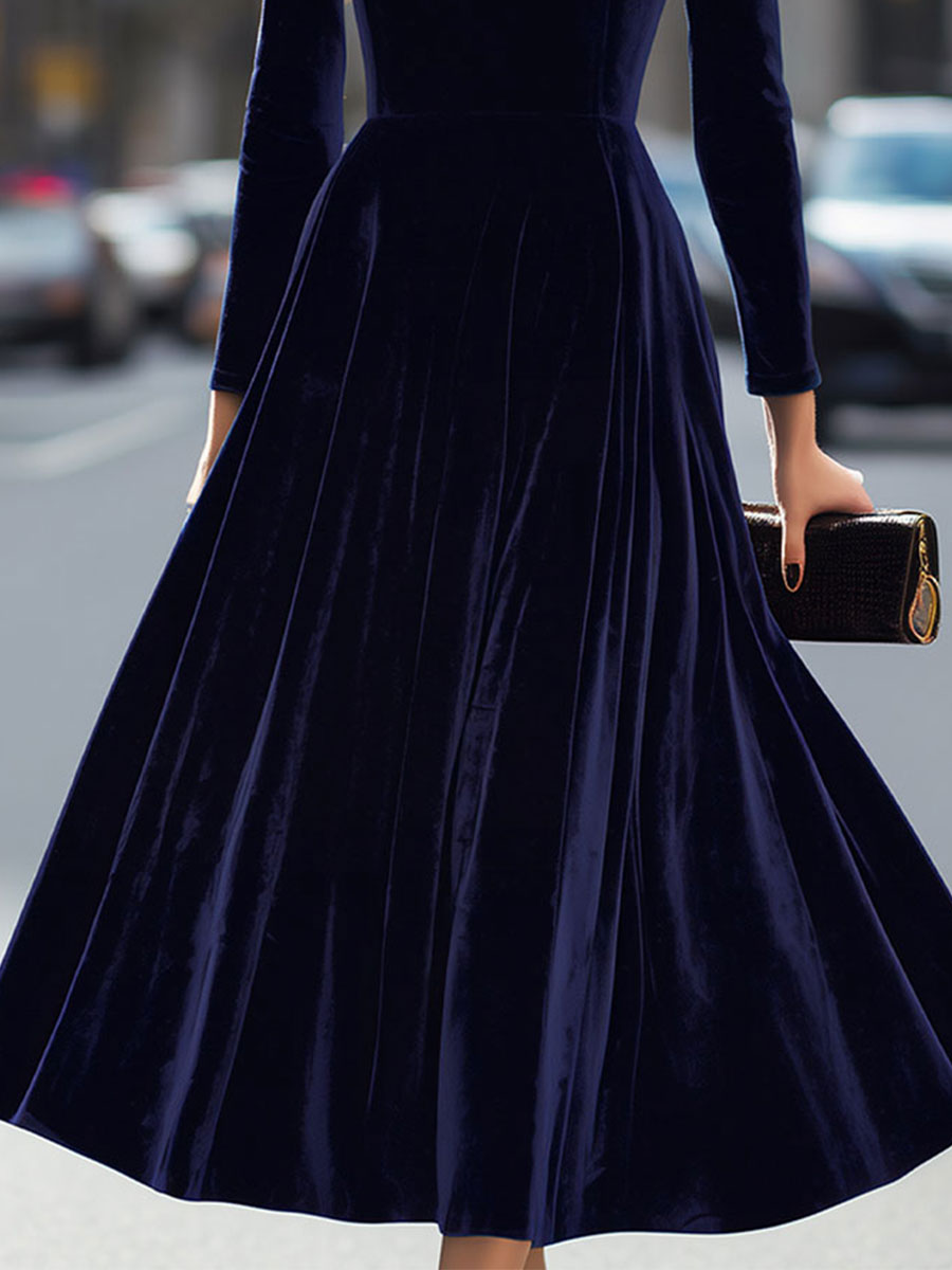 Chantal | Midikleid mit langen Ärmeln Marineblau
