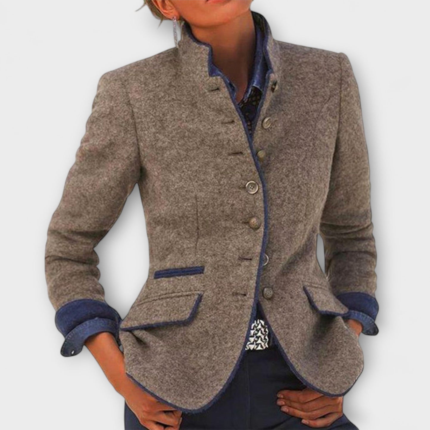 Aurea | Beige elegante Tweed-Langarmjacke