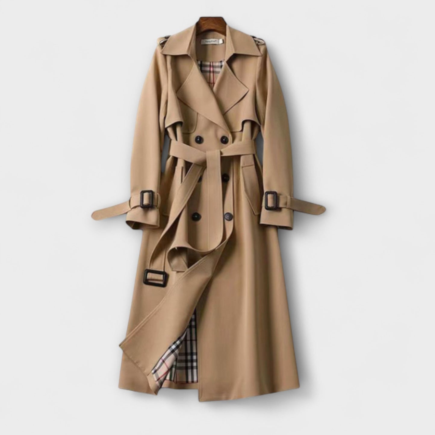 Jualita - Beiger klassischer Damen-Trenchcoat