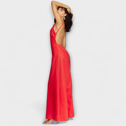 Ylva - Brauner Halter-Jumpsuit