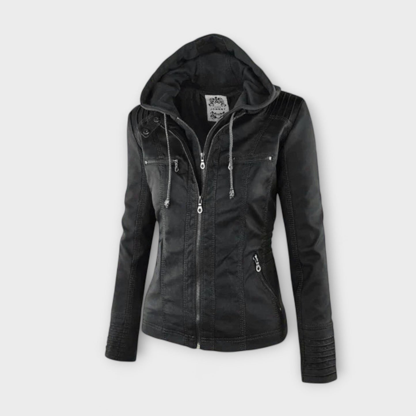 Amélie | Braune Lederjacke mit Stehkragen