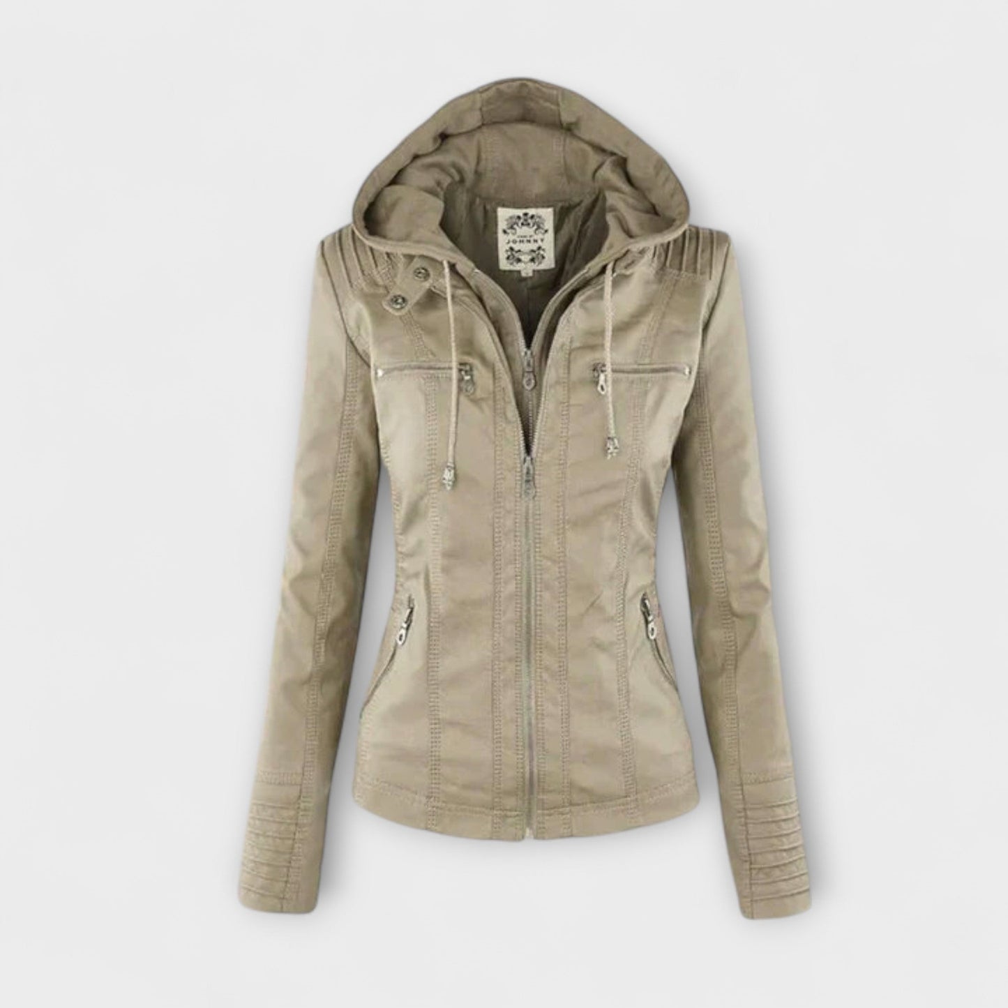 Amélie | Braune Lederjacke mit Stehkragen