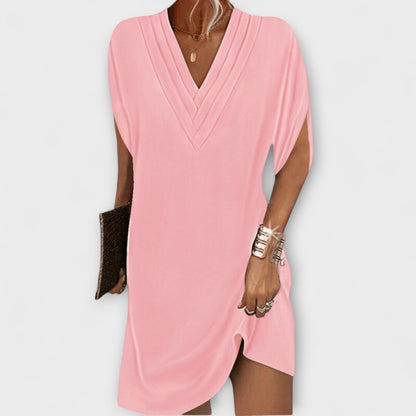 Apollonia | Schwarzes Elegantes Shift-Kleid mit V-Ausschnitt