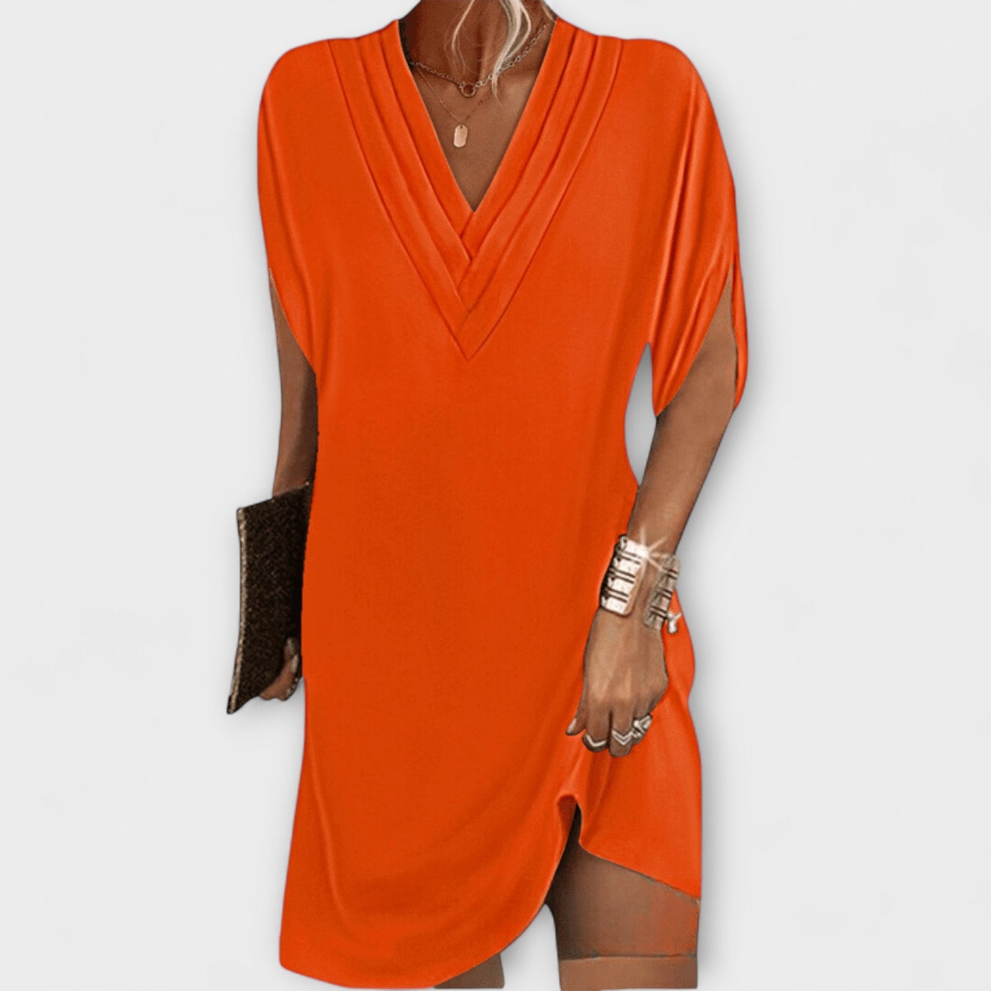 Apollonia | Schwarzes Elegantes Shift-Kleid mit V-Ausschnitt