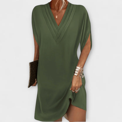 Apollonia | Schwarzes Elegantes Shift-Kleid mit V-Ausschnitt
