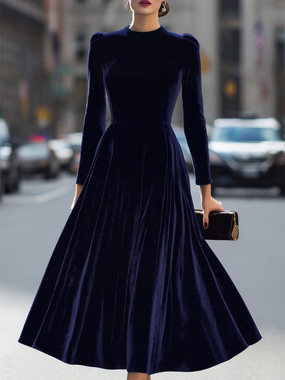 Chantal | Midikleid mit langen Ärmeln Marineblau