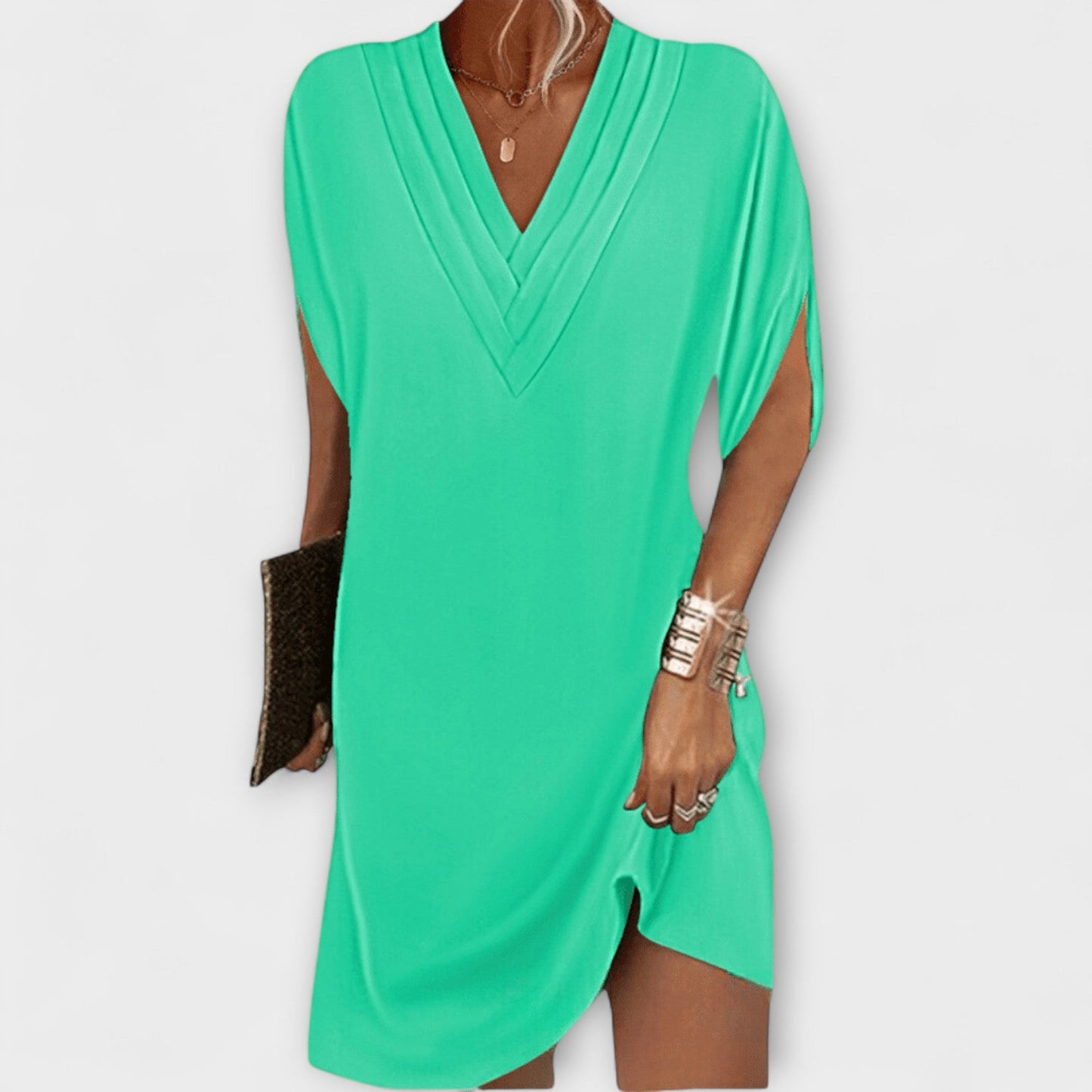 Apollonia | Schwarzes Elegantes Shift-Kleid mit V-Ausschnitt