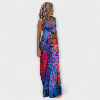 Ronja - Pink-blaues Tie-Dye-Maxikleid