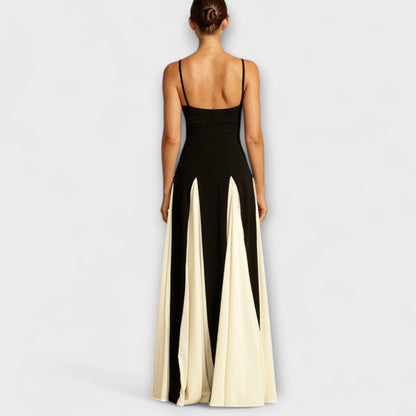Ember - Schwarz-cremes A-Linien-Maxikleid mit Tüll