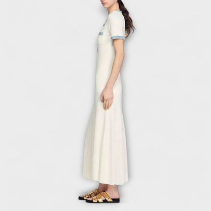 Alecia | Weisses strukturiertes Maxikleid