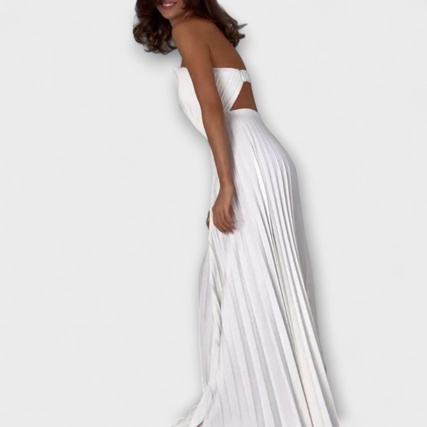 Athena | Cremefarbenes Faltenkleid