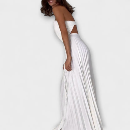 Athena | Cremefarbenes Faltenkleid