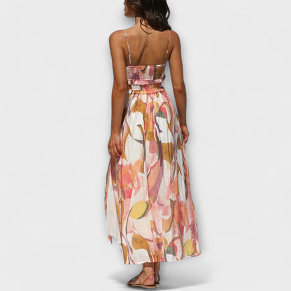 Annalise | Buntes bedrucktes Maxikleid mit Schlitz