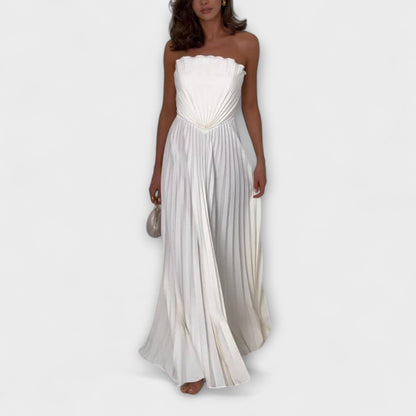Athena | Cremefarbenes Faltenkleid