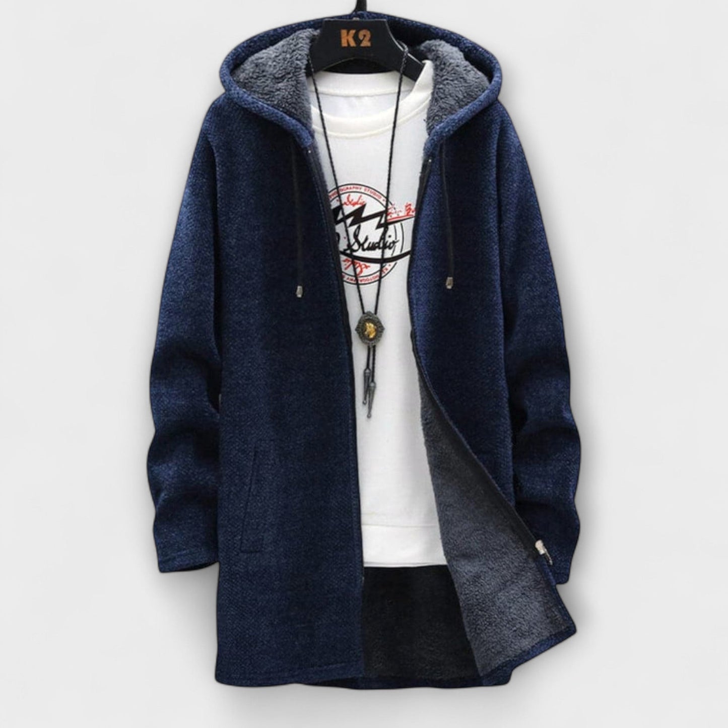 Ash | Rote lange Winterjacke mit Kapuze