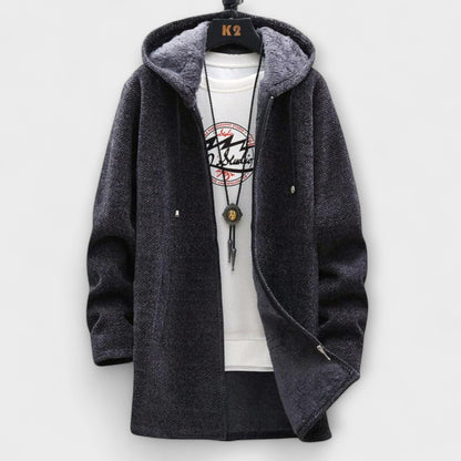 Ash | Rote lange Winterjacke mit Kapuze