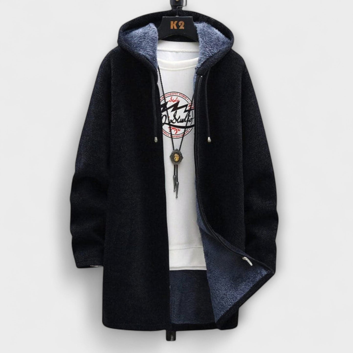 Ash | Rote lange Winterjacke mit Kapuze
