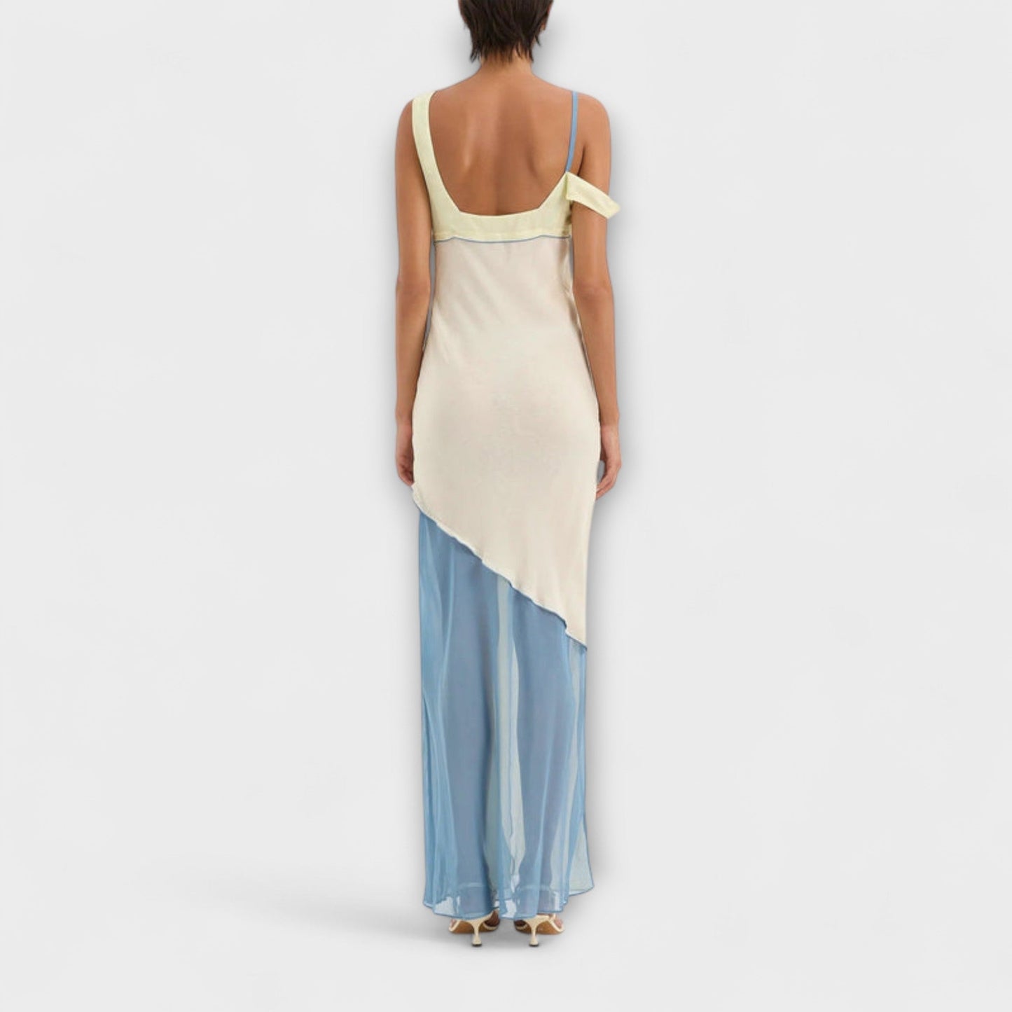 Alora | Cremefarbenes Midikleid mit Splice-Detail