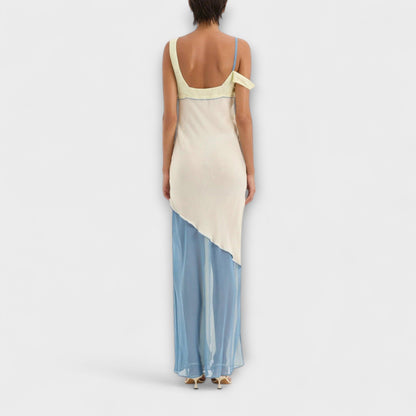 Alora | Cremefarbenes Midikleid mit Splice-Detail