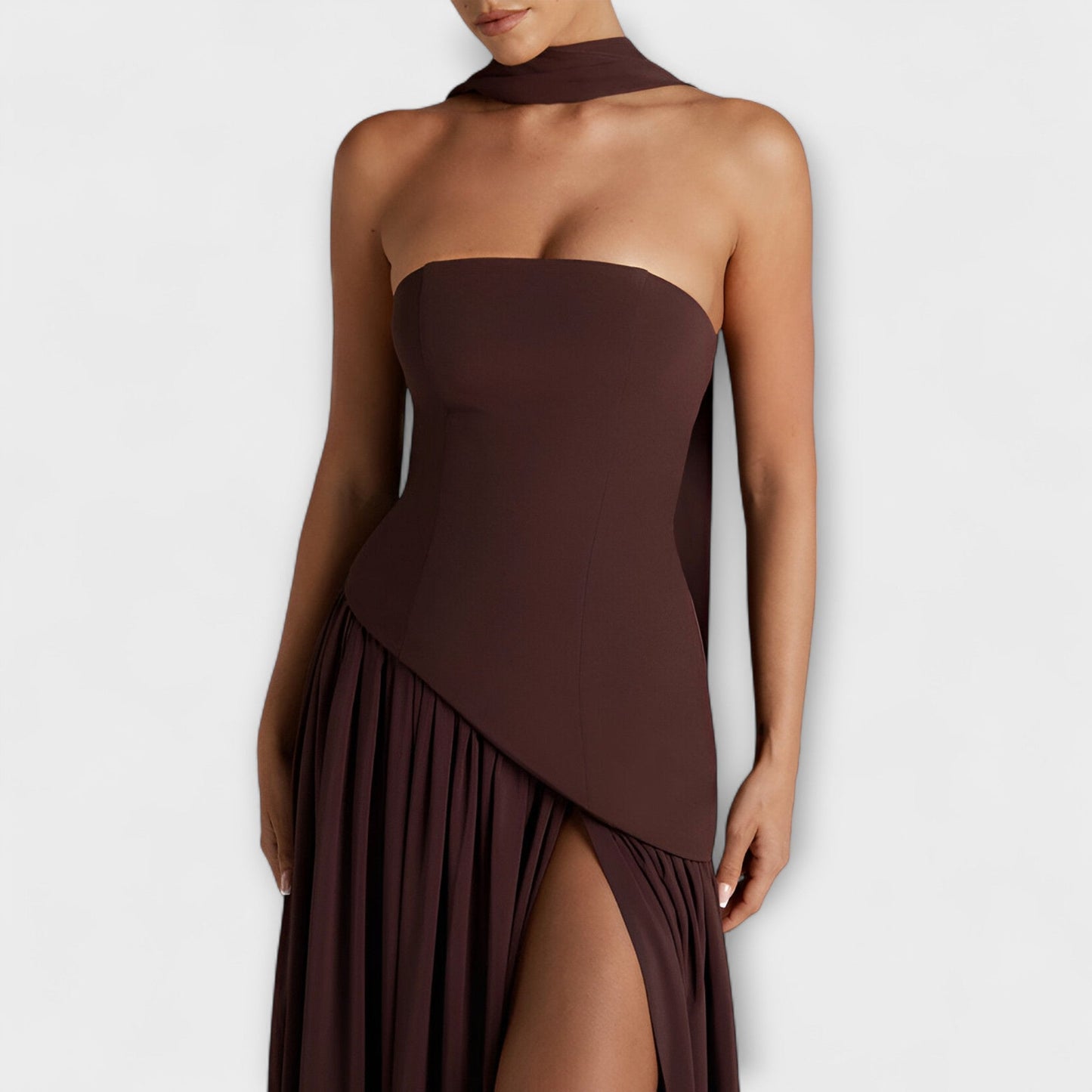 Tessa - Gelbes Maxikleid mit Schlitz