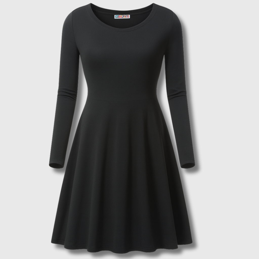 Roswitha | Klassisches ausgestelltes Kleid mit langen Ärmeln