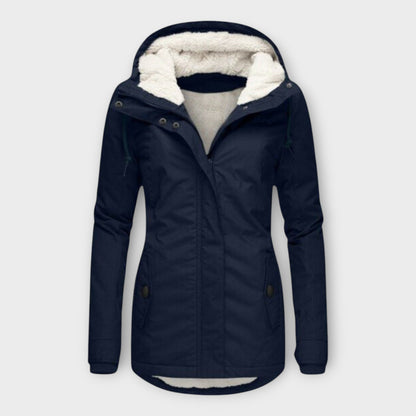 Sophie - Olivgrüne gefütterte wasserfeste Winterjacke