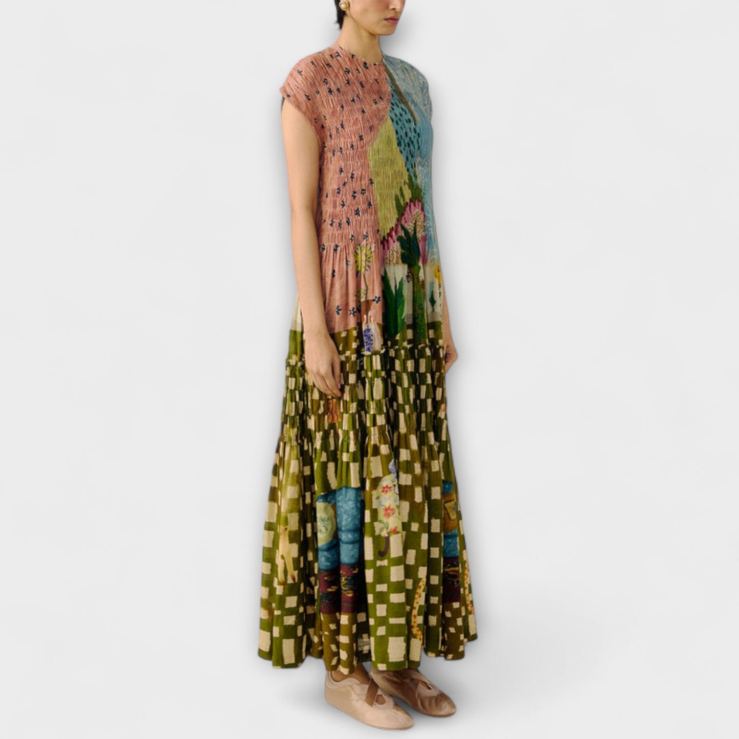 Amara | Plissiertes Maxikleid mit Animal-Print