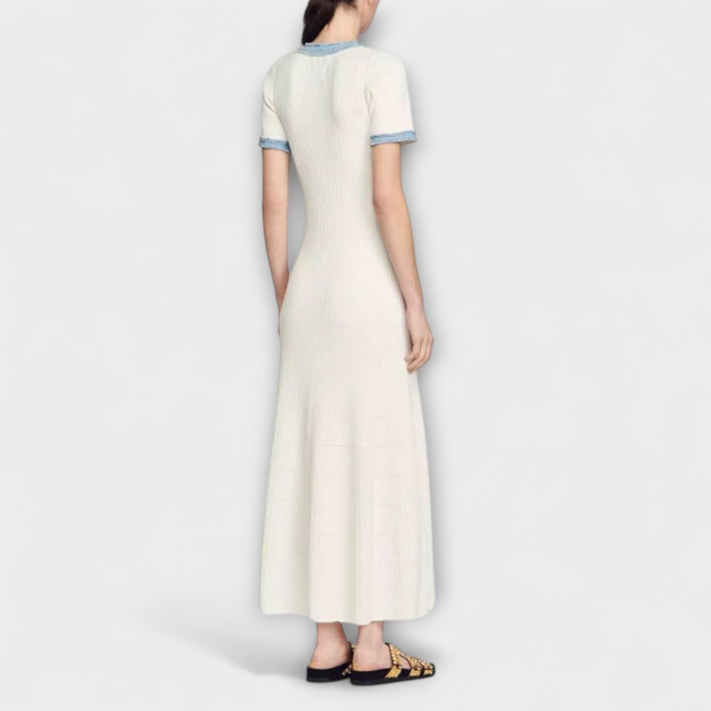 Alecia | Weisses strukturiertes Maxikleid