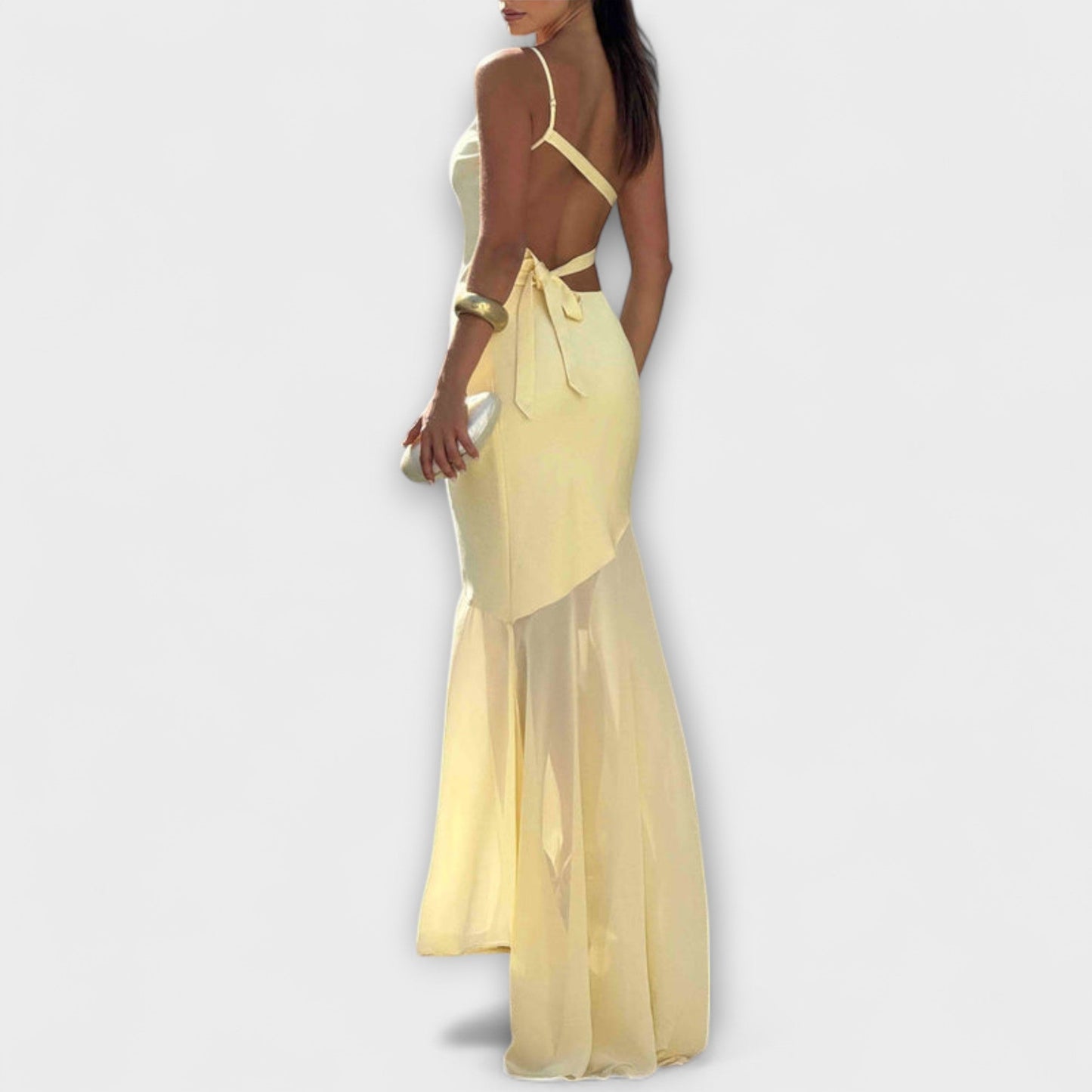 Avalon | Cremefarbenes Maxikleid mit One-Shoulder