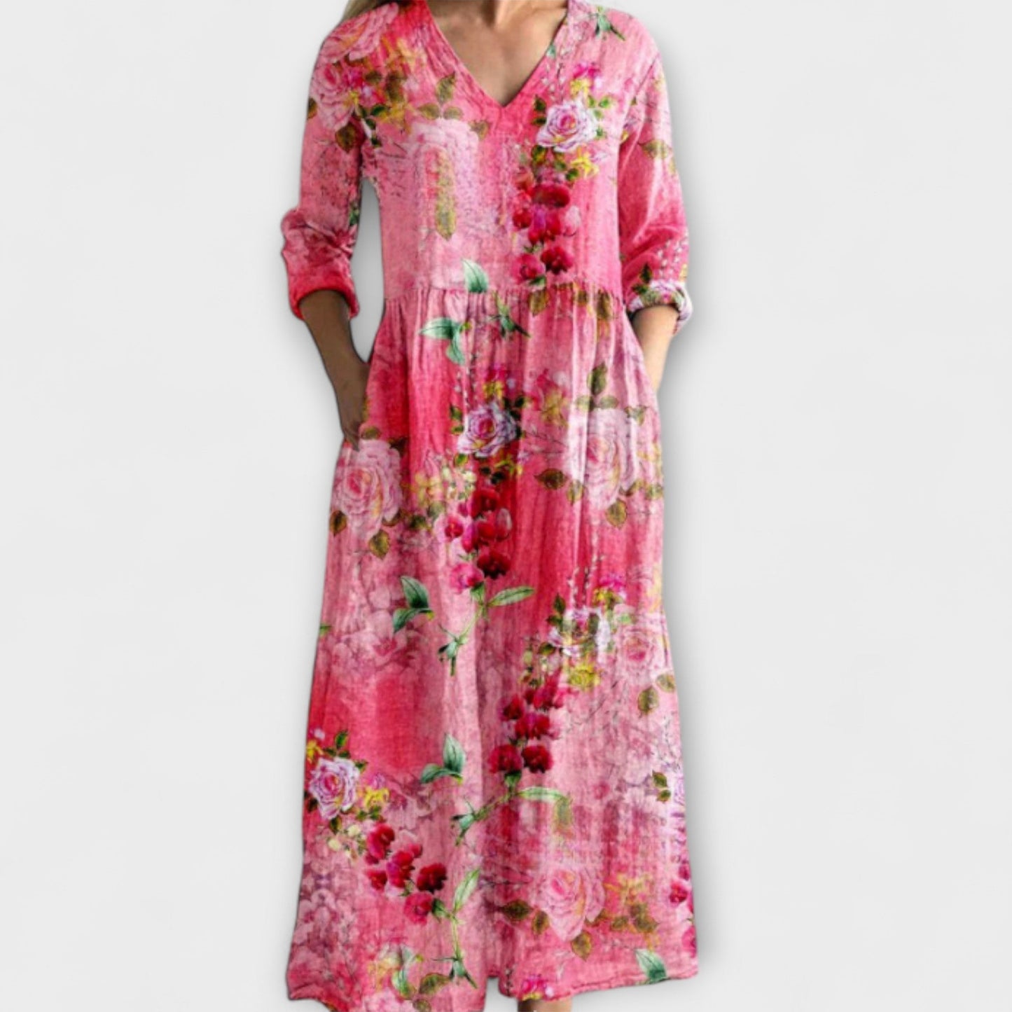 Marsell - Pinkes Maxikleid mit Blütenmuster