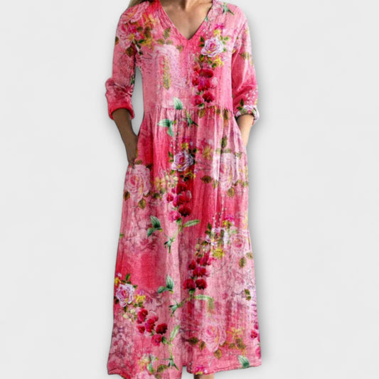 Marsell - Pinkes Maxikleid mit Blütenmuster