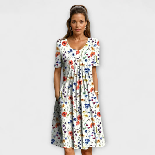 Candice | Weisses Kleid mit Streublümen