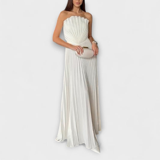 Athena | Cremefarbenes Faltenkleid