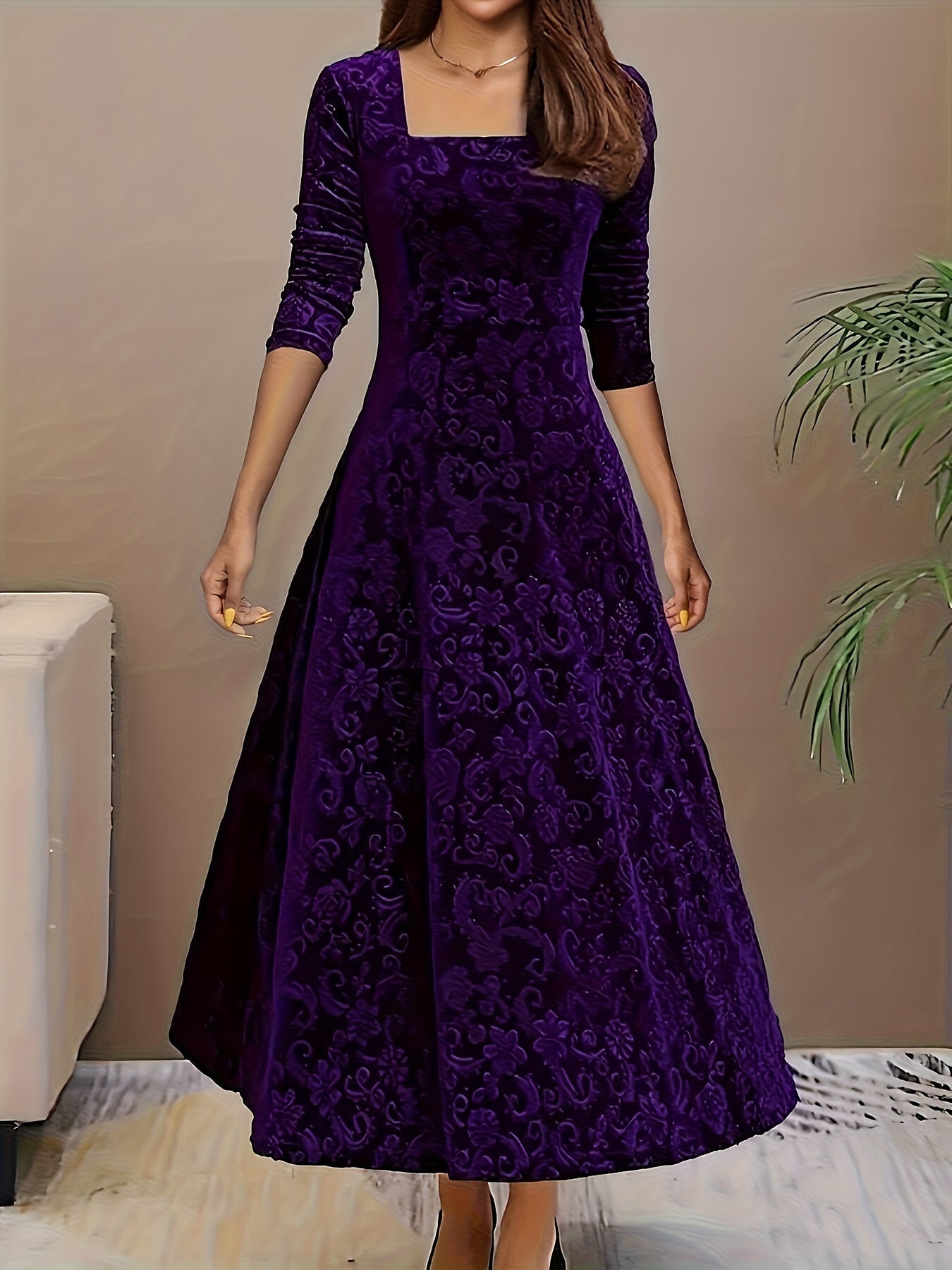 Andrea | Elegantes gemustertes Maxikleid