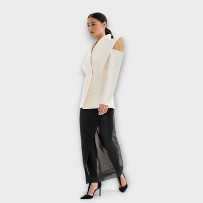Valeria - Cremefarbener skulpturaler Schulterblazer