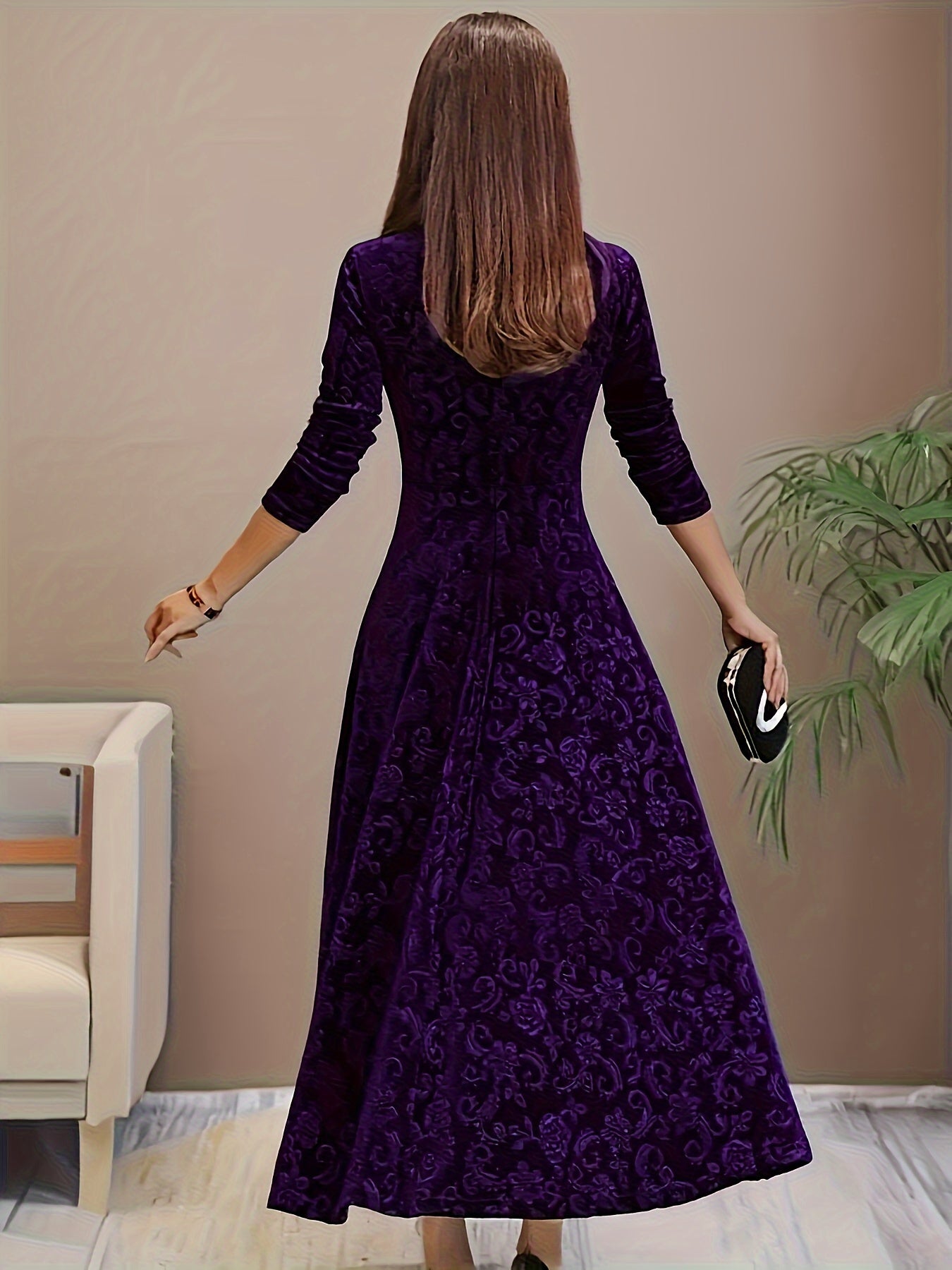 Andrea | Elegantes gemustertes Maxikleid
