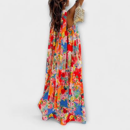 Harlow - Buntes Off-Shoulder-Maxikleid mit Blütenmuster