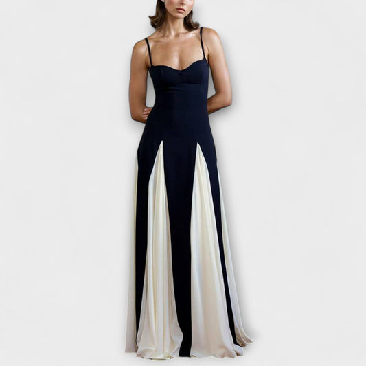Eliza - Dunkelblauer Jumpsuit mit cremefarbenem Einsatz